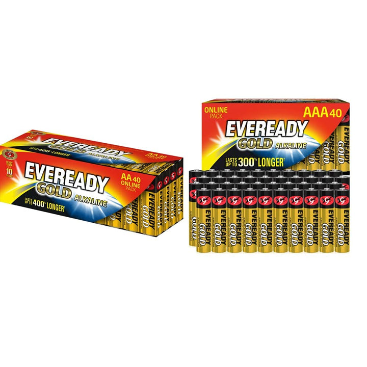 Eveready Gold Alkaline AA-Batterien 40 Stück, Langlebige Doppel-A-Batterien für Haushaltsgeräte + Go