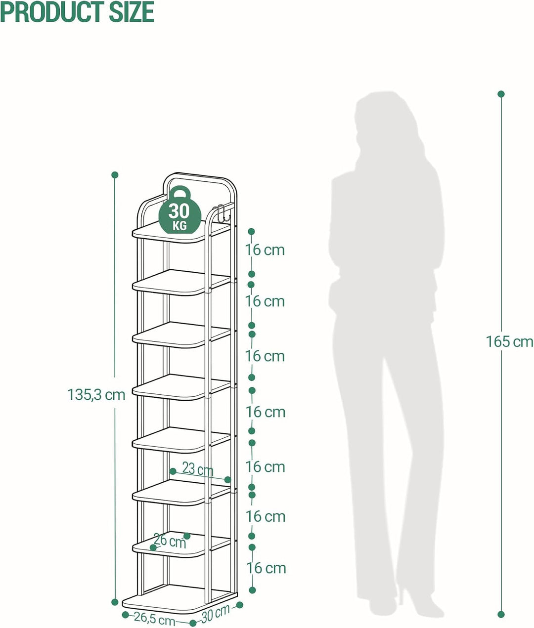 Hzuaneri Vertikales Schuhregal, 8-Stöckige Schuhregale, Schuhturm Für Kleine Räume, Freistehend, Ver