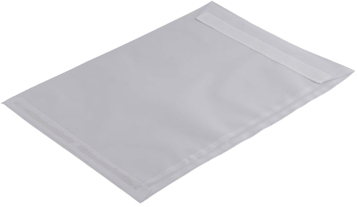 100 Stück, Transparent-Versandtaschen, DIN B5, Haftklebung mit Abziehstreifen, Gerade Klappe, 90 g/q