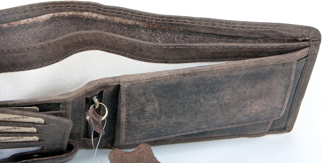 Wild Robuste Geldbörse aus echtem Wildleder, mit LKW, Braun, Einheitsgrösse, klassisch, Braun, Einhe