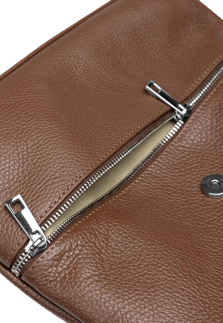 Caspar sportlich elegante Damen Umhängetasche aus Leder - mittelgrosse Messenger Bag - CLASSIC LINE