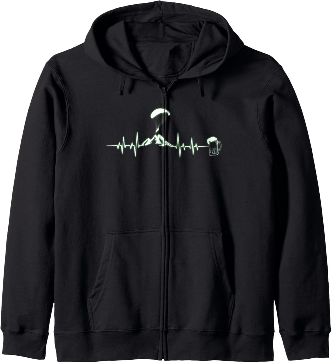 Herzschlag Paragleiter Paragliding Berge Bier Geschenk Kapuzenjacke