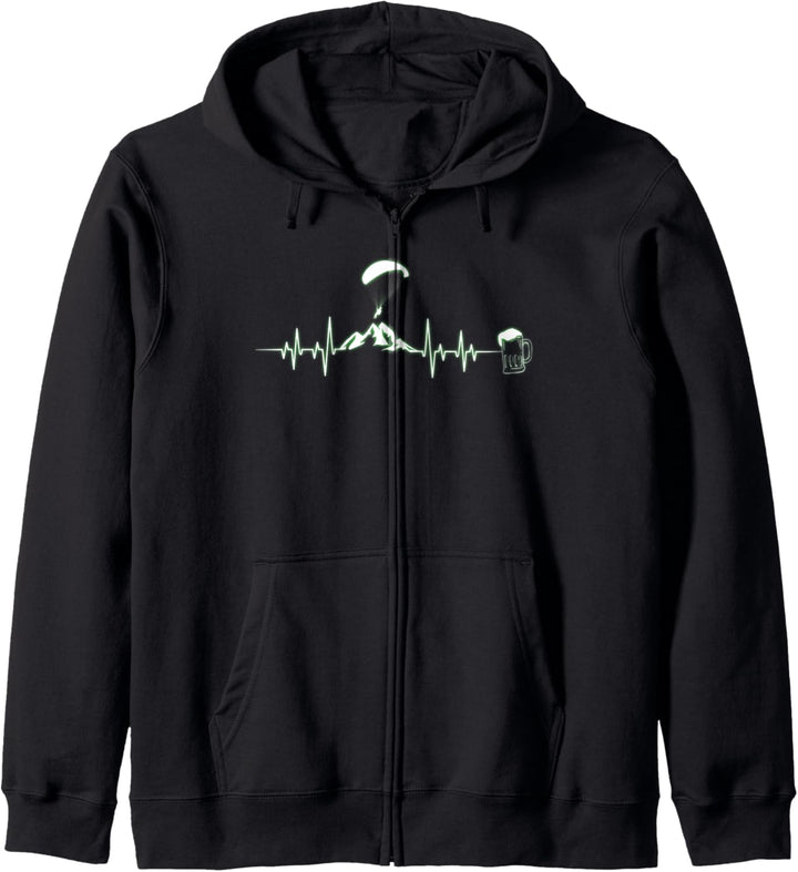 Herzschlag Paragleiter Paragliding Berge Bier Geschenk Kapuzenjacke