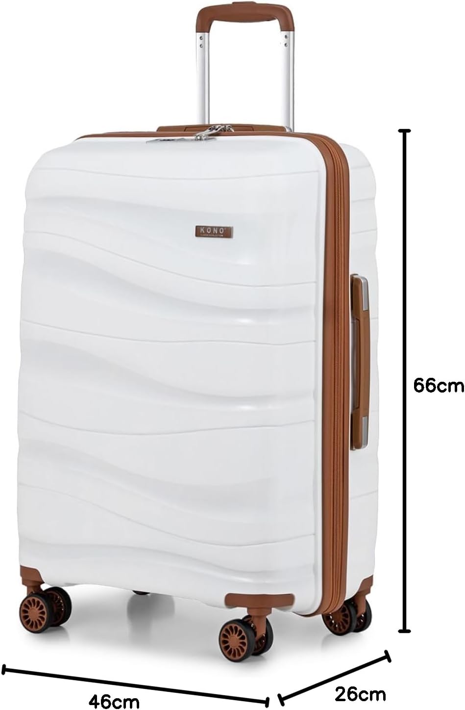 KONO Mittelgross Koffer 65cm Leicht Reisekoffer aus Polypropylen Hartschale Koffer mit 4 Rollen und