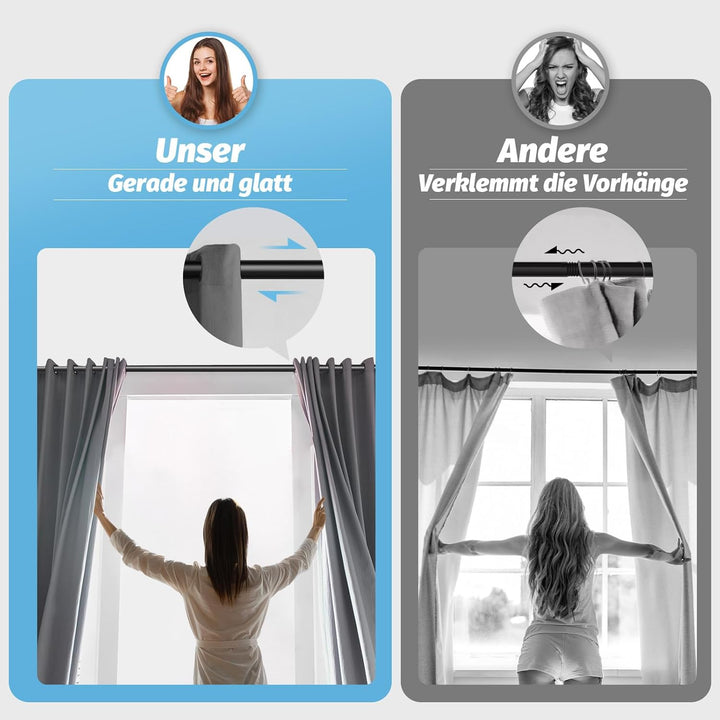 Schwarz Vorhangstange Ausziehbar Gardinenstange Curtain Rod Gardinenstangen für Fenster Outdoor (Sch