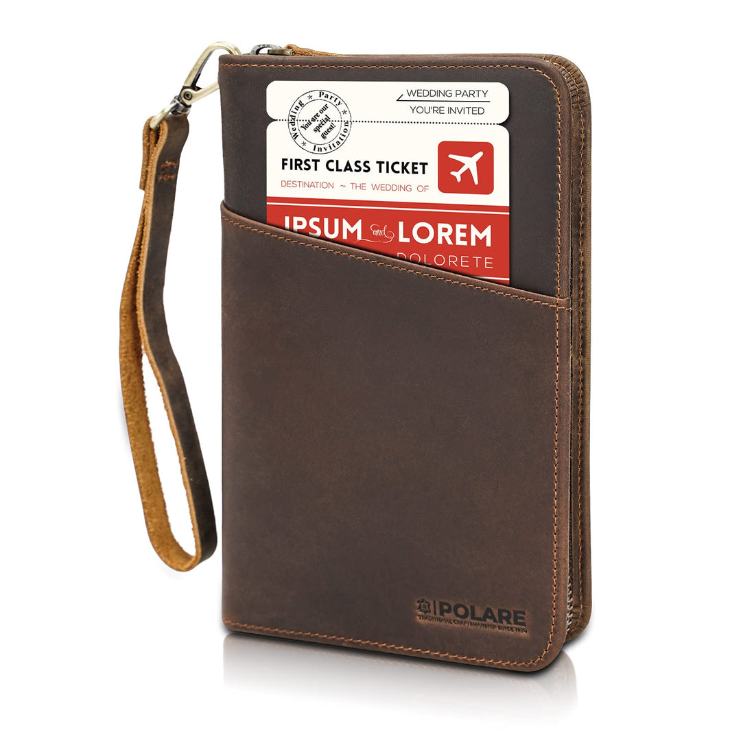 Polare Reisepasshülle aus Vollnarbenleder, für Damen und Herren, RFID-blockierend, für 6 Reisepässe