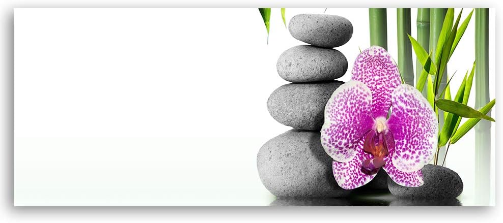 Wandbild XXL Zen Deko Kunst Bilder Orchidee Weiss 158x53 cm Deko Paneel 158x53 cm Weiss_a, Deko Pane