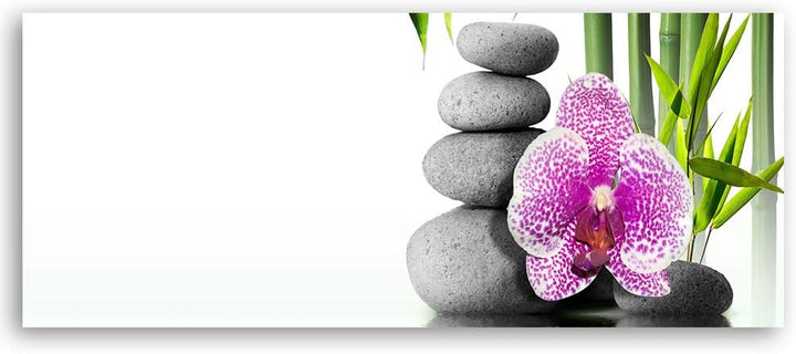 Wandbild Zen Modern Deko Kunst Bilder Orchidee Weiss 118x40 cm Deko Paneel 118x40 cm Weiss_a, Deko P