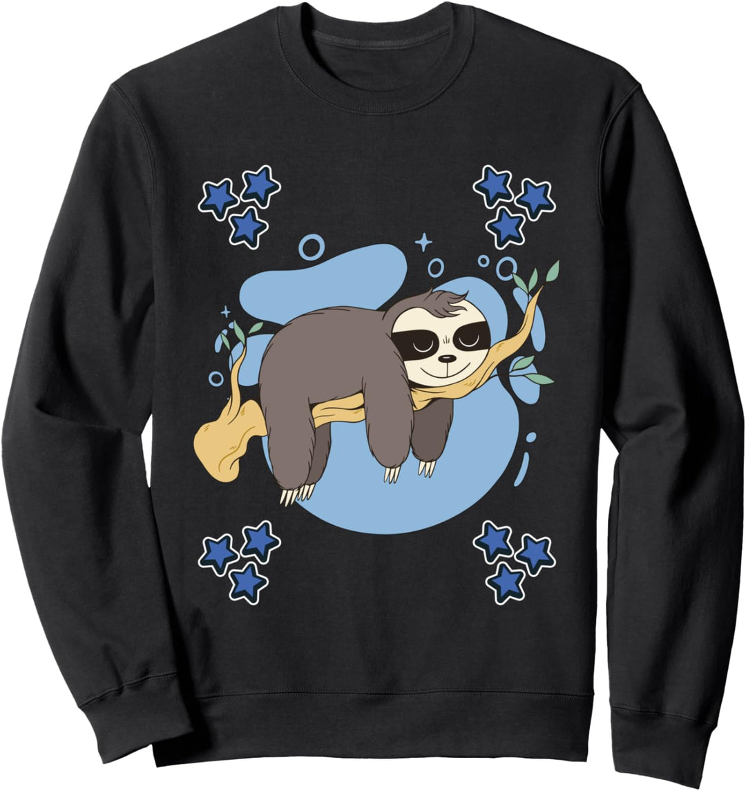 Herren Faultier Zeichnung Sterne Jungen Faultier Sweatshirt