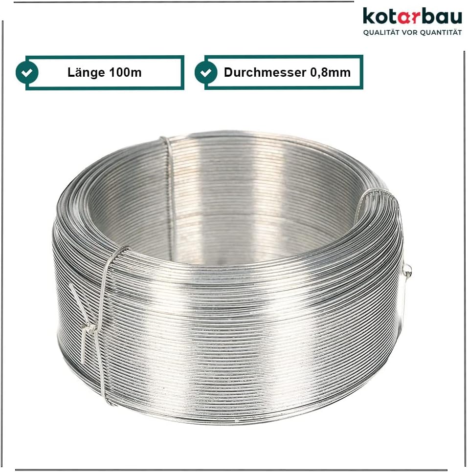 KOTARBAU® Gartendraht 0,8 mm 100m Pflanzendraht Basteldraht Bindedraht Spanndraht Zaundraht zum Bind