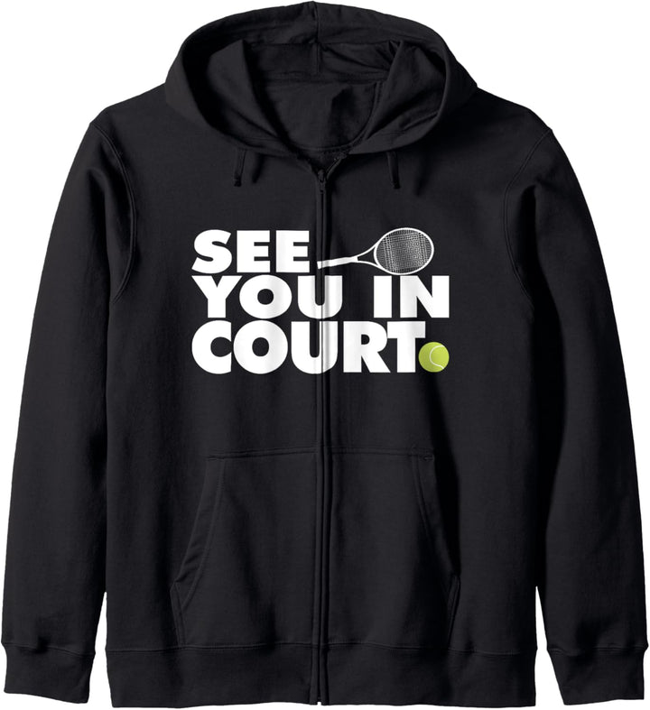 Wir sehen uns auf dem Tennisplatz Kapuzenjacke