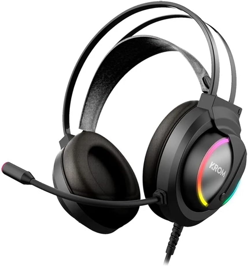 KROM KAPPA - Gaming Headset mit Mikrofon, Stereo Sound RGB LED Regenbogen, 50mm Lautsprecher, verste