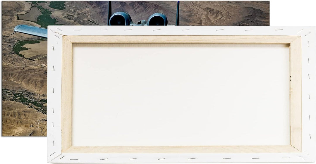 Atemberaubendes Militär Flugzeug Panorama 120x60 cm als Leinwandbild, Motiv fertig gerahmt auf Echth