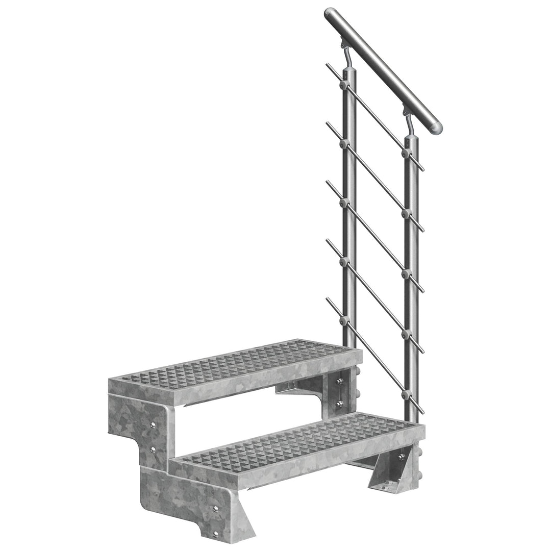 DOLLE Aussentreppe Gardentop mit 2 Stufen | Geschosshöhe 36-44 cm │ Stufenauflage Gitterroststufen │