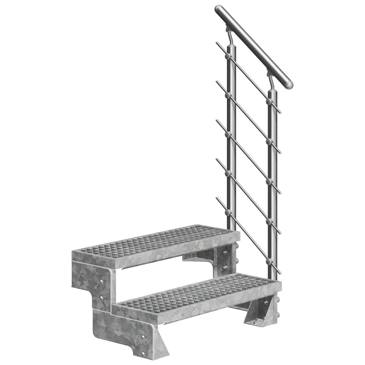 DOLLE Aussentreppe Gardentop mit 2 Stufen | Geschosshöhe 36-44 cm │ Stufenauflage Gitterroststufen │