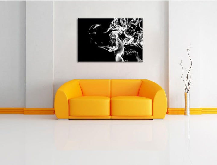 Pixxprint Monocrome, Dark Rauch in der Dunkelheit, Format: 100x70 auf Leinwand, 100x70