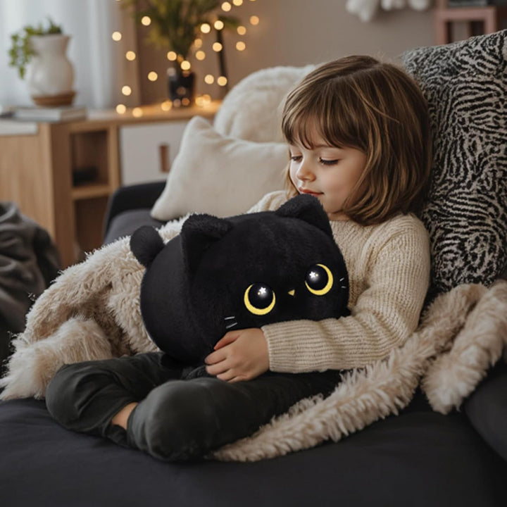 Mewaii Schwarze Katze Plüsch Niedliche Katze Plüschtier Weiches Kätzchen Plüsch Kuschelkissen Anime