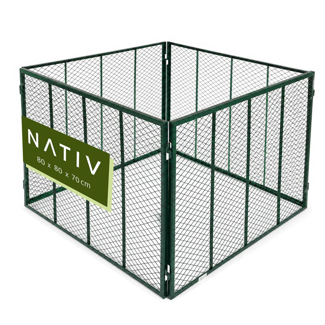NATIV Garten Metallkomposter 80x80x70 cm dunkelgrün, Komposter mit 448 Liter Volumen, Drahtkomposter