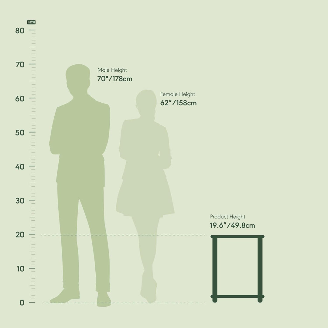 Furinno Simplistic Sofatisch, Couchtisch, Beistelltisch, mit 2 Ebenen, 2-er Set, Americano/Schwarz,