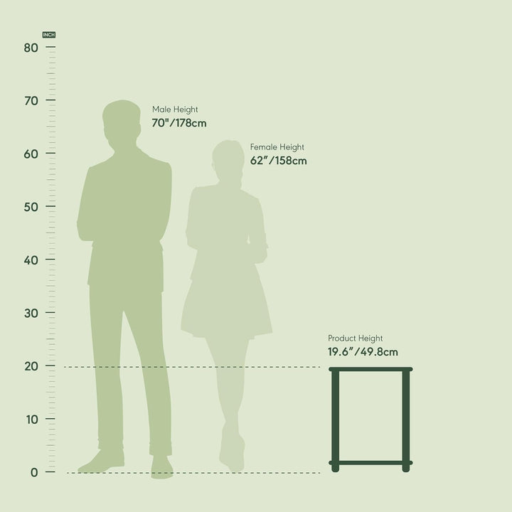 Furinno Simplistic Sofatisch, Couchtisch, Beistelltisch, mit 2 Ebenen, 2-er Set, Americano/Schwarz,
