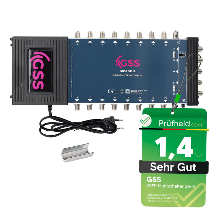 GSS 5/16 Multischalter 16 Teilnehmer -1 Satellit inklusive Aufdrehhilfe - Quattro und Quad LNB geeig