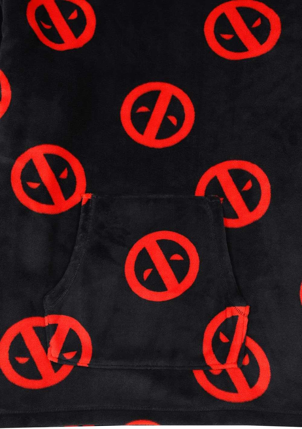 Marvel Deadpool Herren-Kapuzenpullover, übergrosse Fleecedecke, Schwarz, Schwarz , Einheitsgrösse