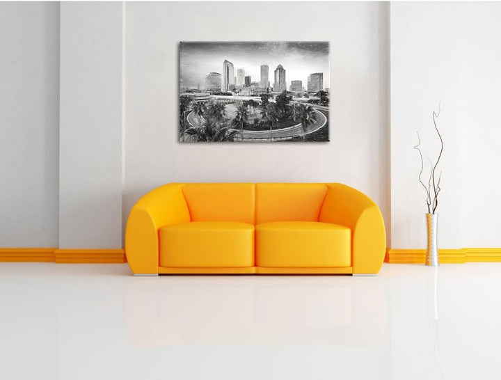 Pixxprint Skyline in den USA Kunst als Leinwandbild/Grösse: 100x70 / Wandbild/Kunstdruck/fertig besp