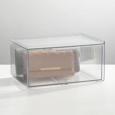 mDesign Weite Aufbewahrungsbox mit Schublade – stabile Schubladenbox aus Kunststoff für den Kleiders