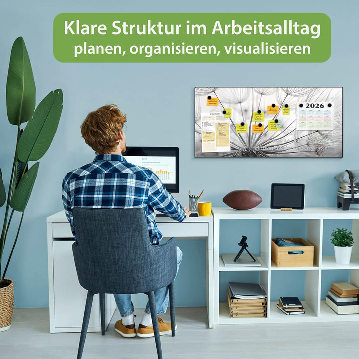banjado Magnettafel schwarz 78 x 37cm / Magnetwand Metall/Magnetpinnwand als Memoboard/Pinnwand Magn