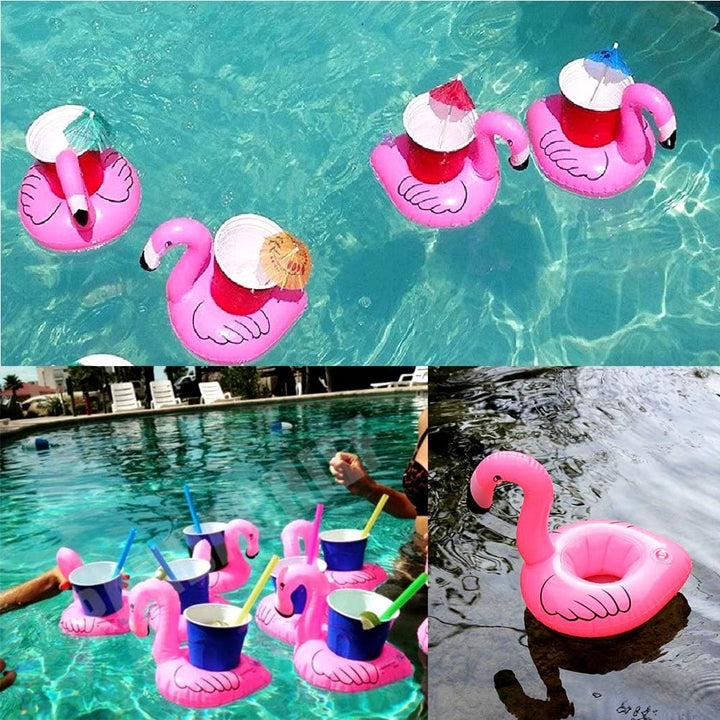 12 Stück Aufblasbare Getränkehalter PVC Aufblasbare Untersetzer Schwimmender Getränkehalter Flamingo