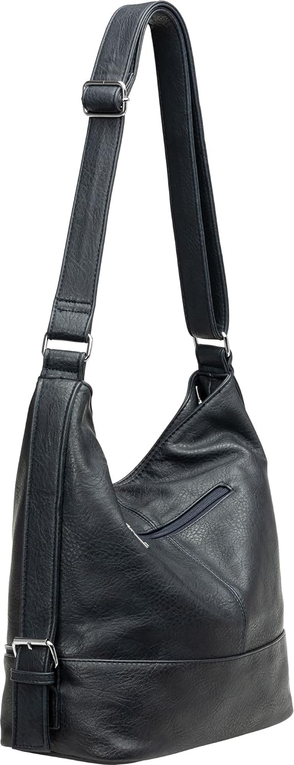 Caspar TS732 grosse Damen XL Umhängetasche Dunkelblau, Dunkelblau