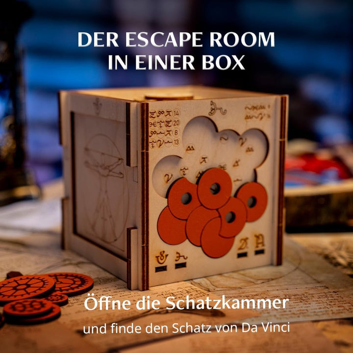 INSCAPE Da Vinci´s Marvel - Rätselbox Holz - Puzzle Box - Escape Room Spiel Erwachsene und Kinder -