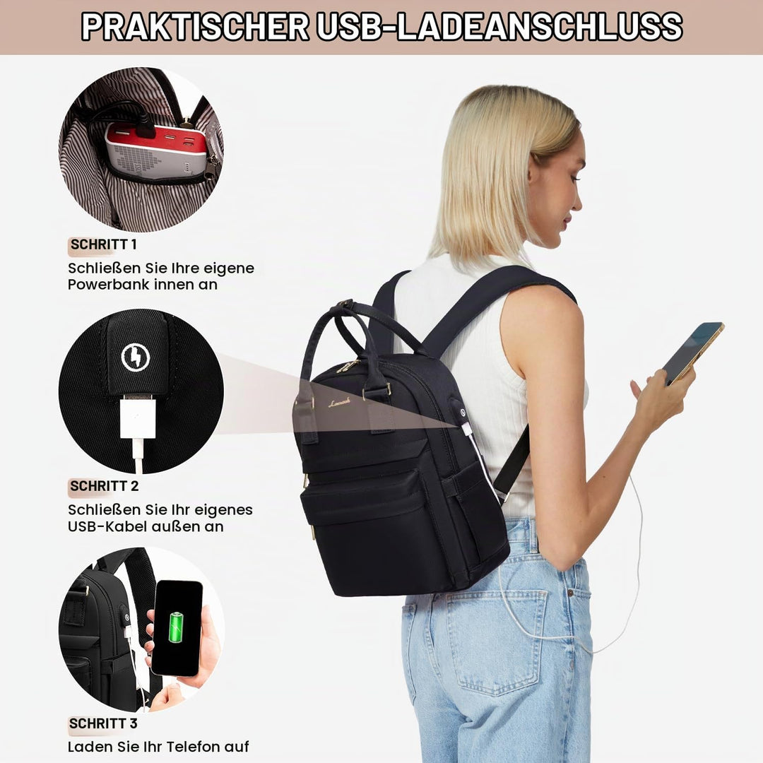 LOVEVOOK 13,3 Zoll Rucksack Damen Klein, Wasserdicht Cityrucksack Handtasche 2 in 1, Mini Tasche Day