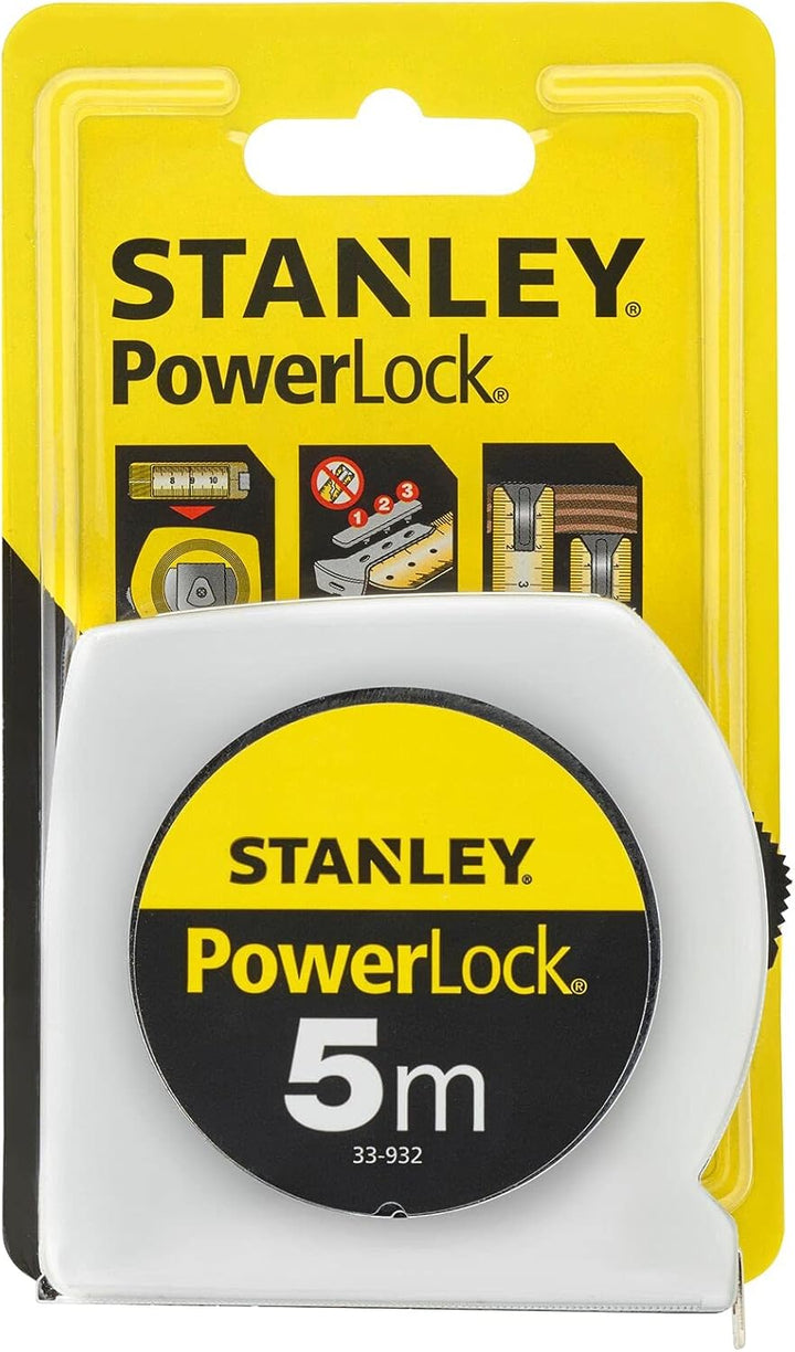 STANLEY Massband Powerlock Bandmass 0-33-932 (Massband 5m Länge mit Sichtfenster, extra starkes Band