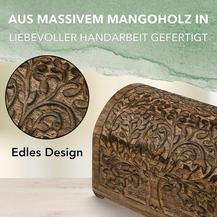 3 er Set Schatztruhen Baum des Lebens, massive Holz-Schatullen max. 28 x 20 x 19 cm Braun Box Baum d