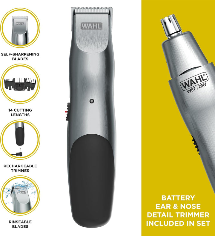Wahl Groomsman Akku-Bartschneider-Set für Bärte, Nasenhaare, leichtes Detailing und leichte Körperpf