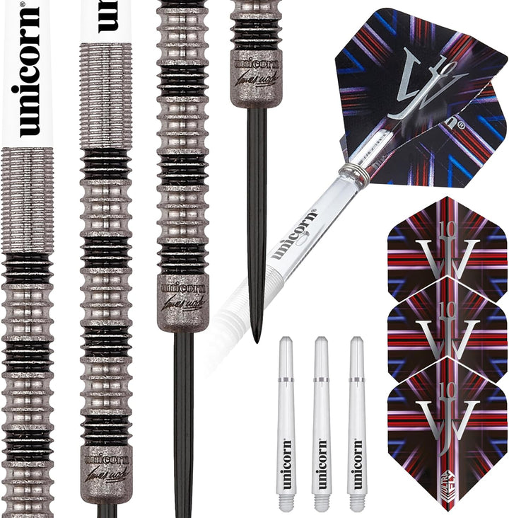 Unicorn Dartpfeile-Set mit Stahlspitze, James The Machine Wade, 90% Wolfram, 20 g, 21 g, 22 g, 23 g