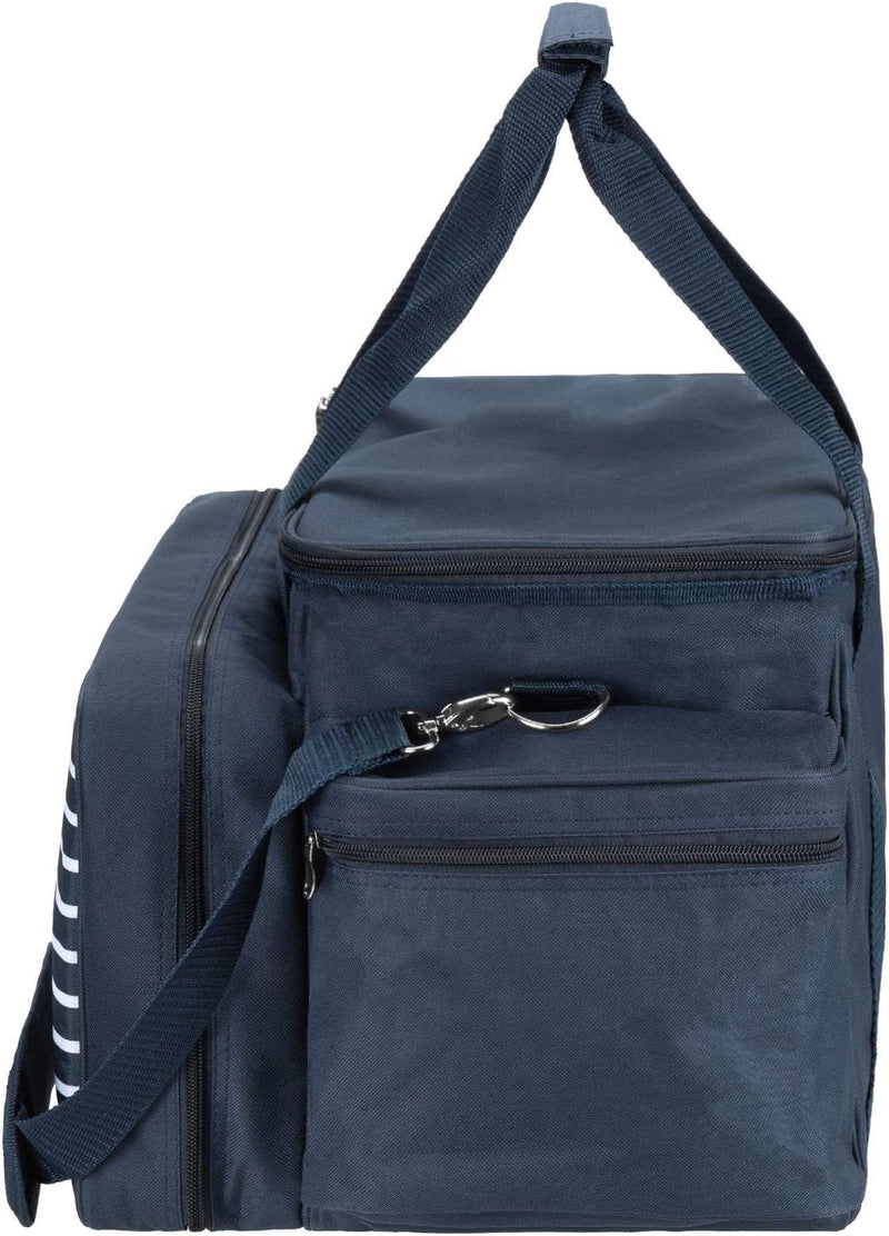 anndora XXL Picknicktasche 6 Personen blau weiss - Vollausstattung 57 Teile Navy Blau Weiss, Navy Bl