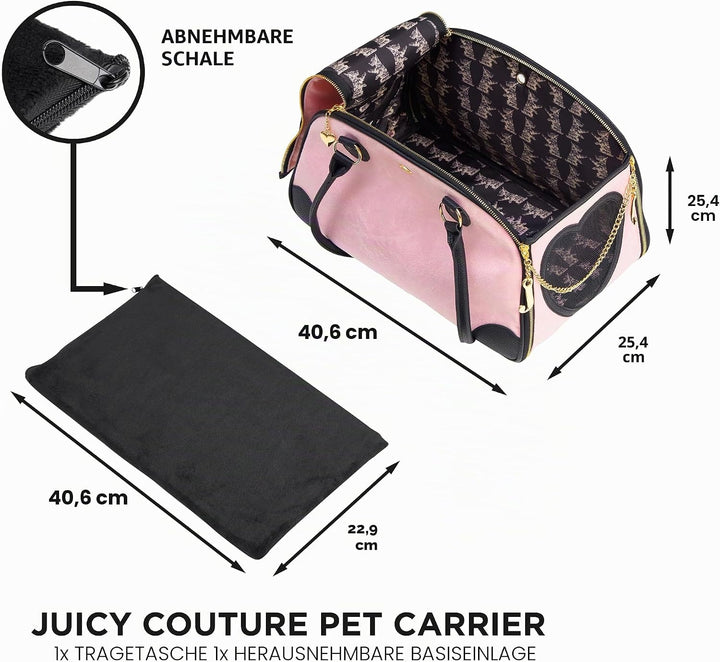 Juicy Couture Give Me Treats Transporttasche für Haustiere, stilvolle rosa Reisetasche für kleine Hu