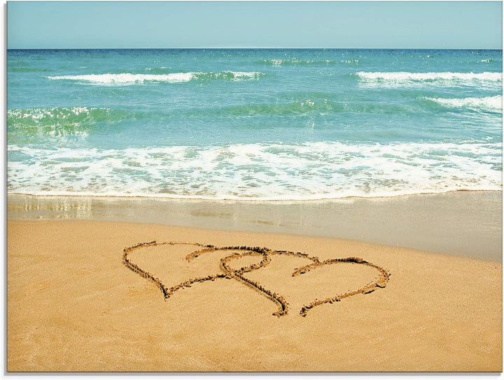 ARTland Glasbilder Wandbild Glas Bild einteilig 60x45 cm Querformat Strand Meer Küste Liebespaar Her