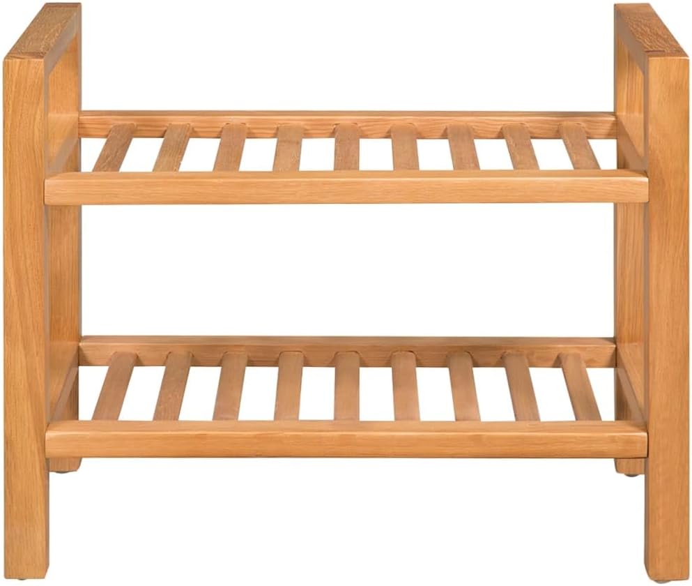 vidaXL Schuhregal Schuhaufbewahrung mit 2 Etagen Eiche Massiv 50x27x40 cm Abmessungen: 49,5 x 27 x 4