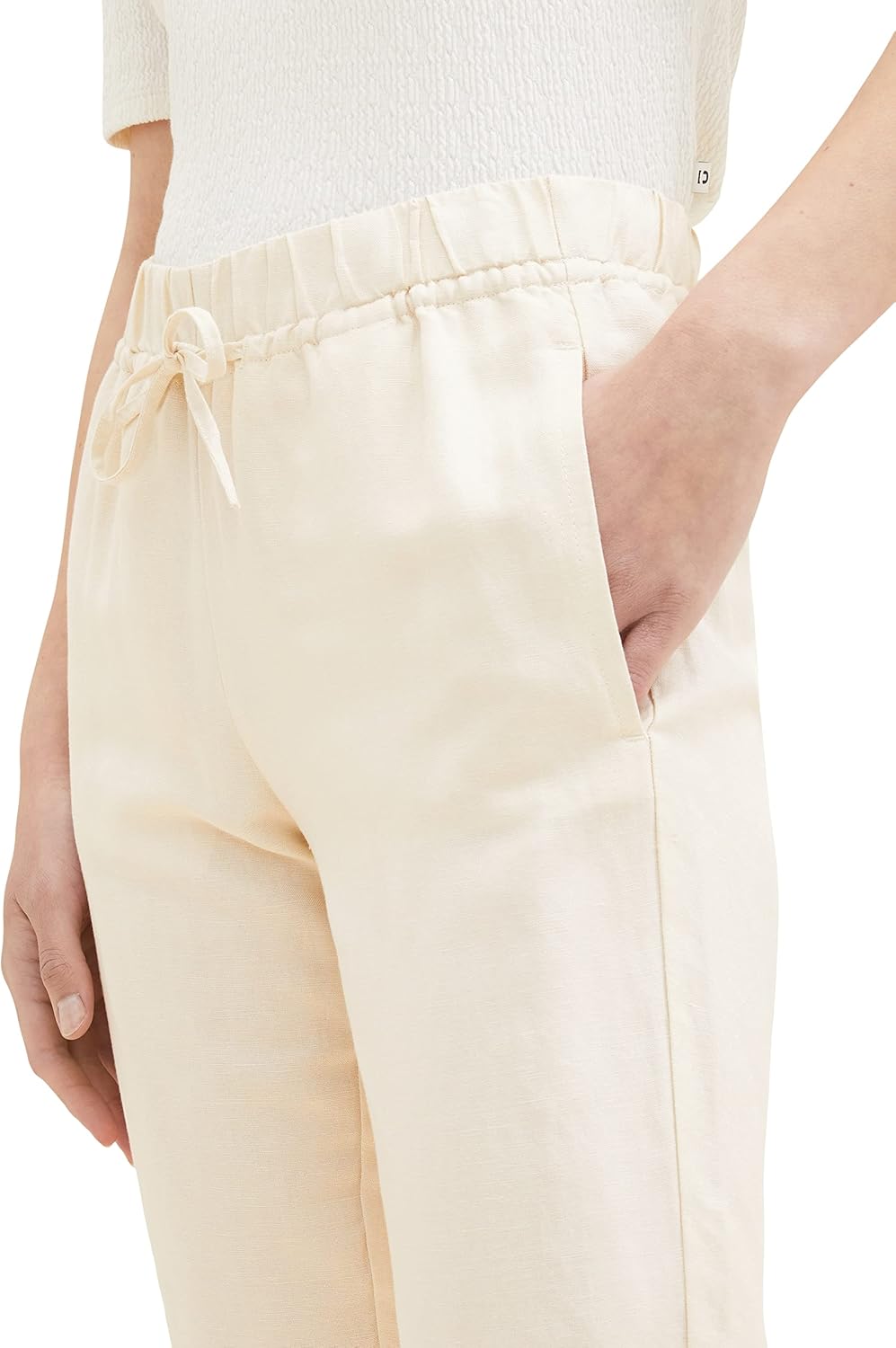 TOM TAILOR Damen Loose Fit Leinen Stoffhose 34W / 28L 31649 - Ivory Ecru, 34W / 28L 31649 - Ivory Ec