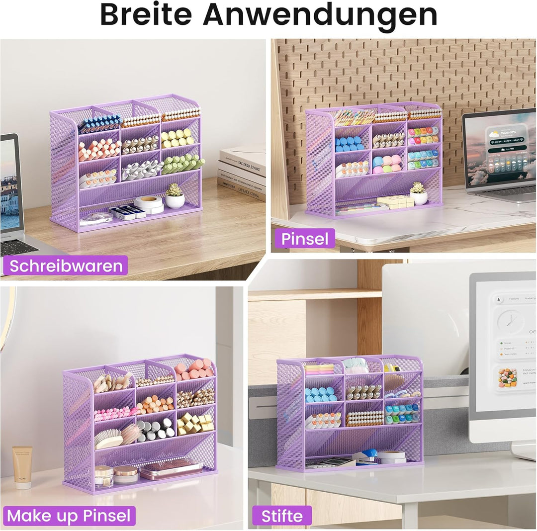 VITVITI Schreibtisch Organizer, 9 Fächer Stiftehalter, Netz Stifte Regal aus Metall, Stiftehalter Sc
