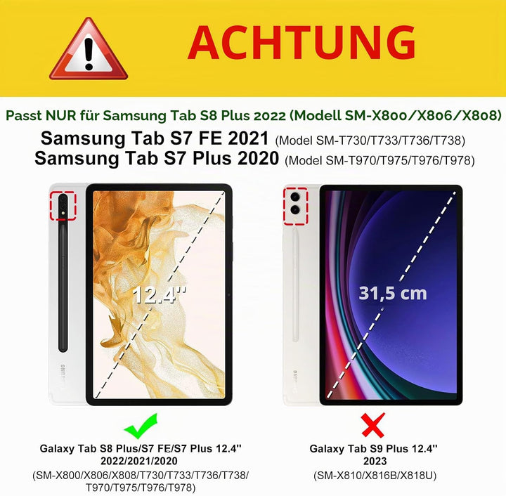 Fintie Hülle für Samsung Galaxy Tab S8 Plus 2022/S7 FE 2021/S7 Plus 2020 12.4 Zoll, Multi-Winkel Bet
