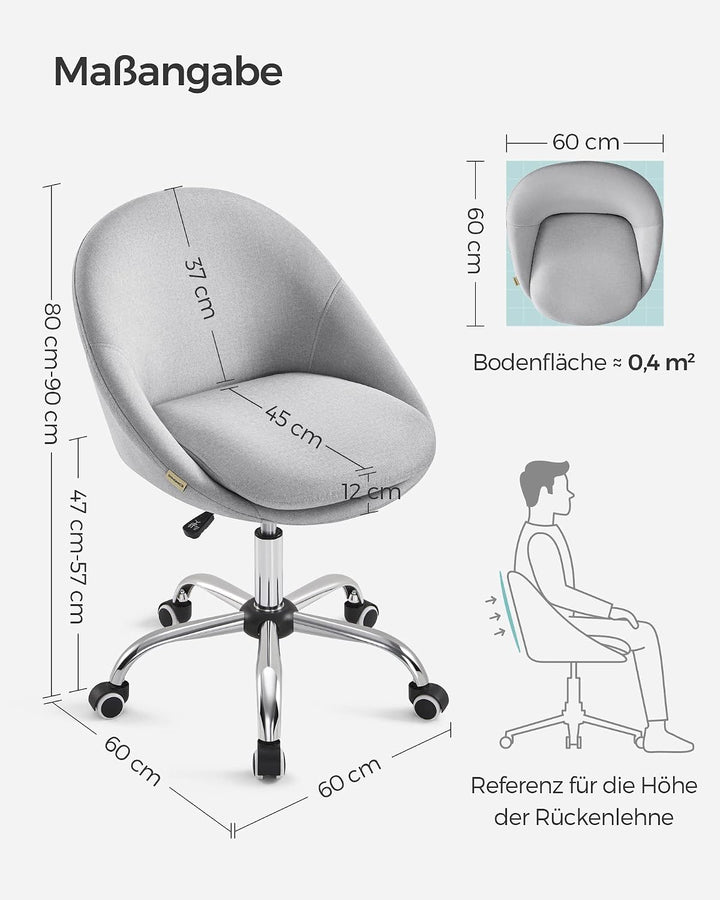 SONGMICS Homeoffice Stuhl, 2er Set, Drehstuhl, Schreibtischstuhl, Schaumstoffpolsterung, höhenverste