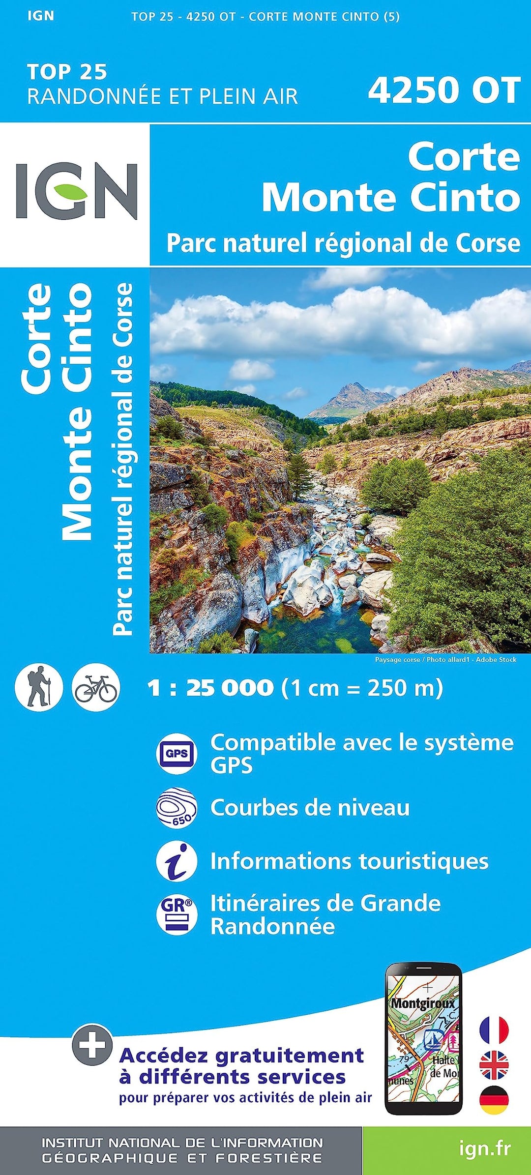 4250OT Corte Monte Cinto Parc National de Corse (TOP 25), Karte