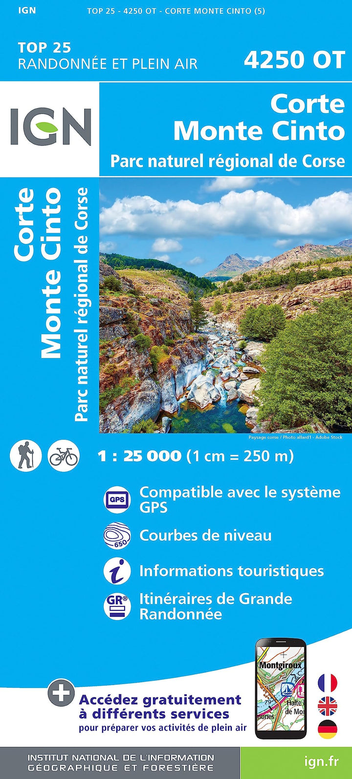 4250OT Corte Monte Cinto Parc National de Corse (TOP 25), Karte