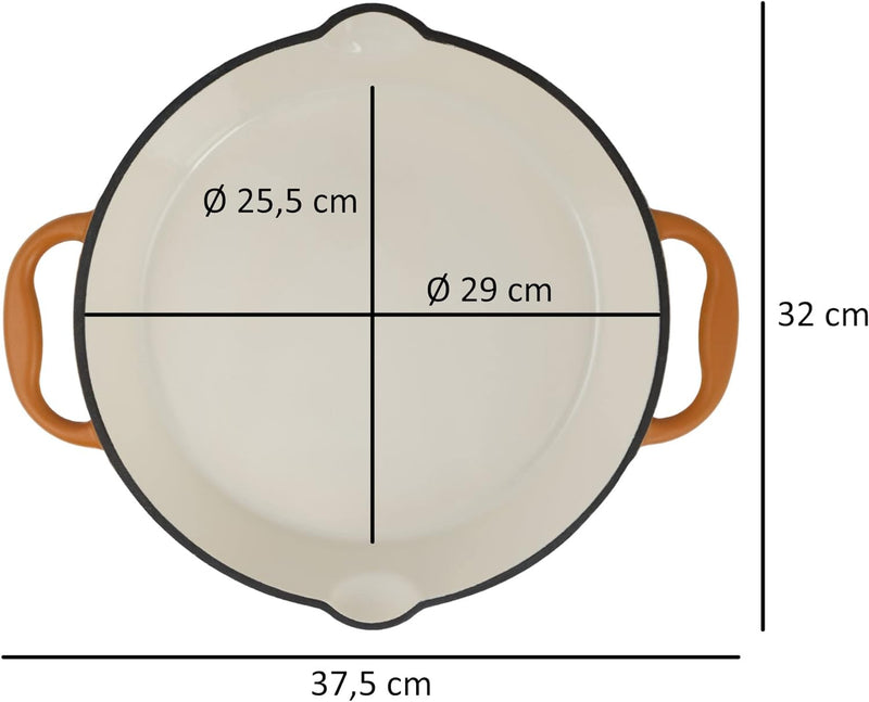 Mahlzeit Gusseisenpfanne Emailliert | Ø 29 cm | Sunny Orange | Gusseisenbratpfanne mit zwei Griffen