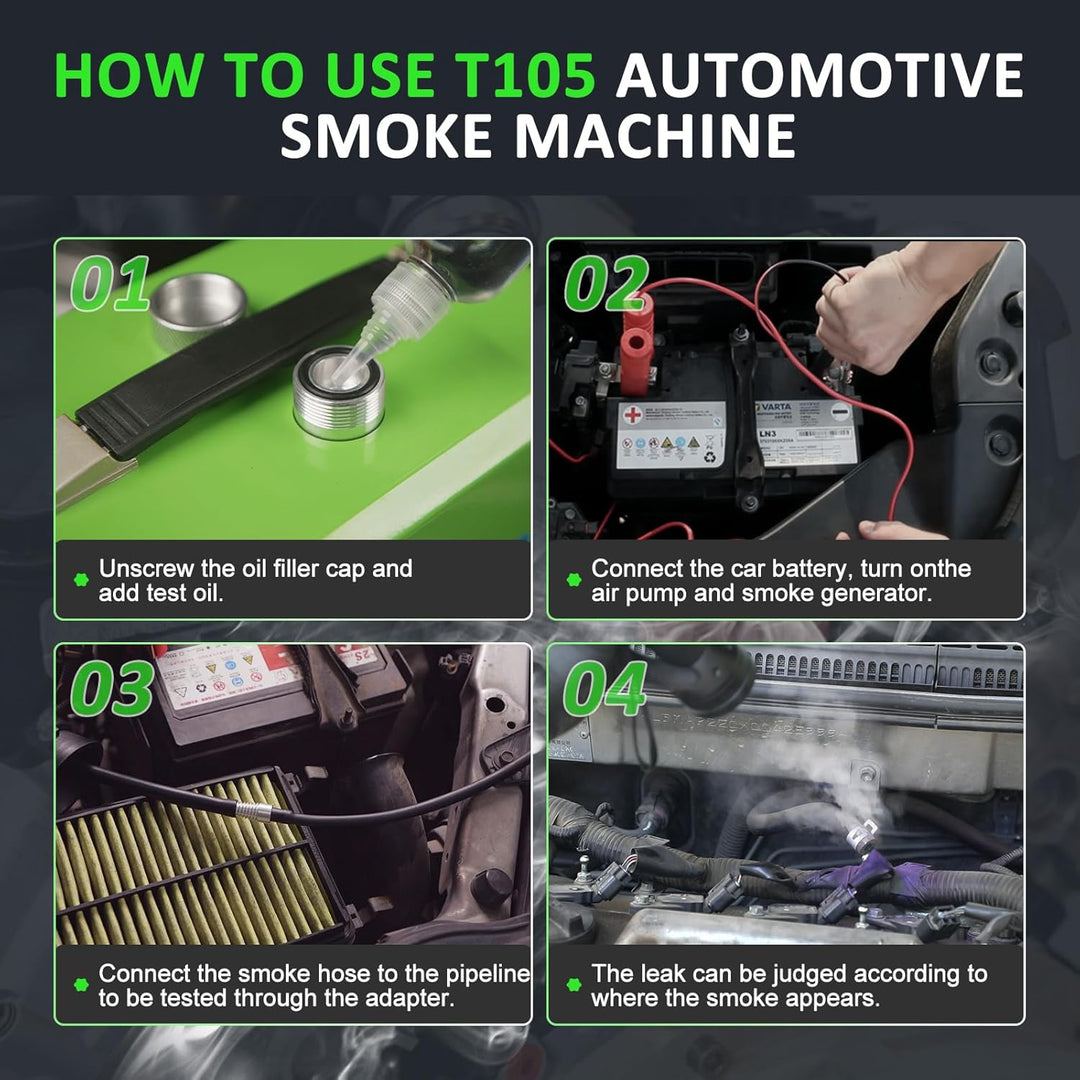 MR CARTOOL T105 Nebelmaschine KFZ Rauchmaschine Lecksuchgerät, EVAP Kraftstofflecks Detektor 12V Rau