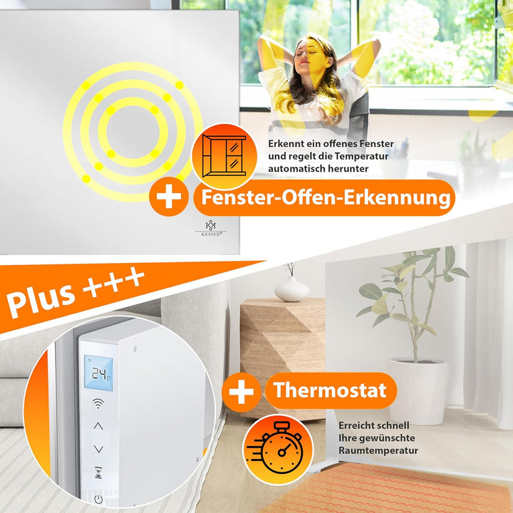 KESSER® Infrarotheizung 600W Spiegelheizung Energiesparend 2in1 Standgerät &amp; Wandmontage Elektroheiz